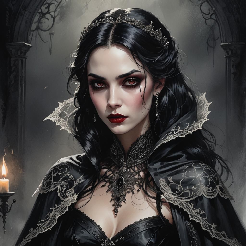 Gothic Romance Vampire Portrait in Dark Fantasy Art