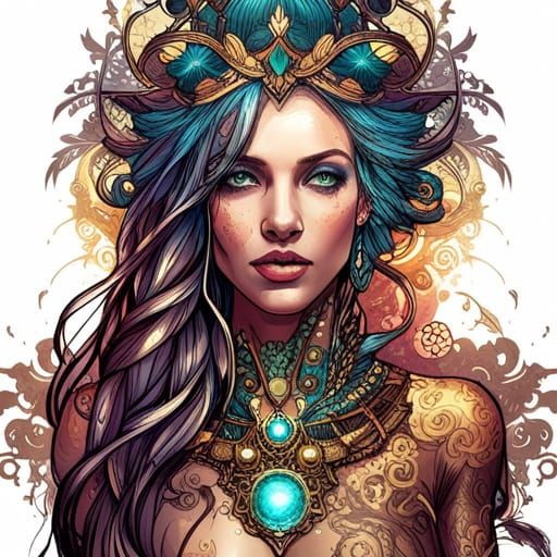 Steampunk Cybernetic Atlantean Princess: Digital Art