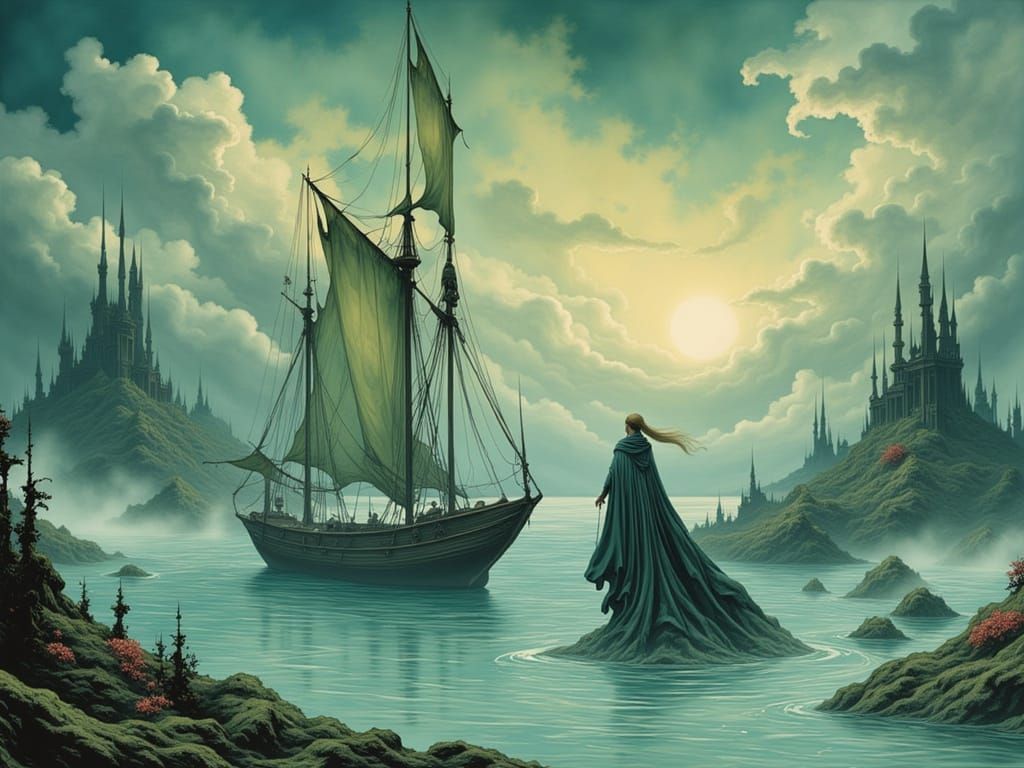 Exoplanet Sailor: Dreamy Oil Painting Adventure