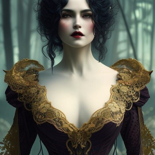 Haunting Vampire Portrait in Ethereal Glow