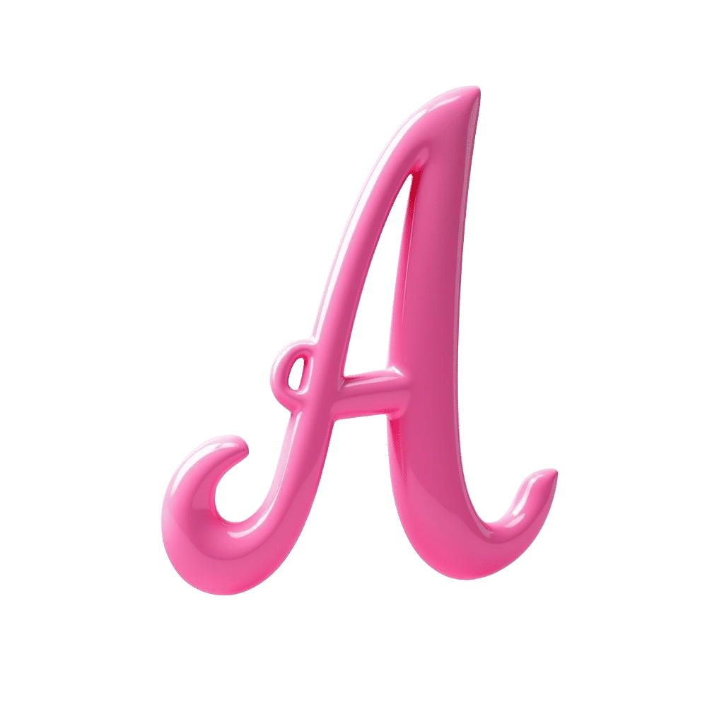 Elegant Pink Letter A in 3D Anime Style