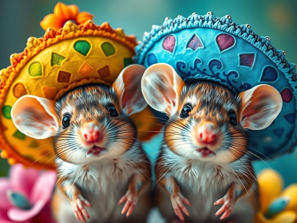 Mice Wearing Sombreros as Digital Art