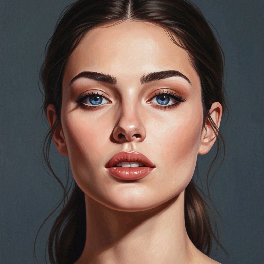 Neo-Impressionist Portrait of a Beautiful Brunette Woman