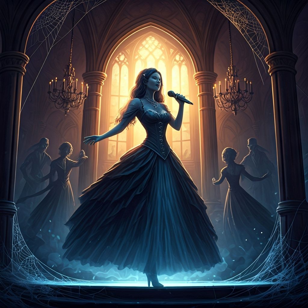 Ethereal Spectral Singer in Decaying Ballroom