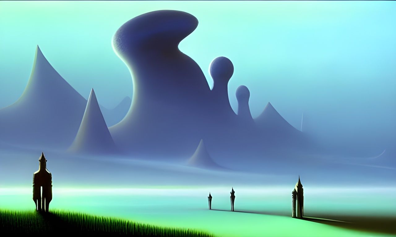 Futuristic Solarpunk Landscape in Ethereal Mist