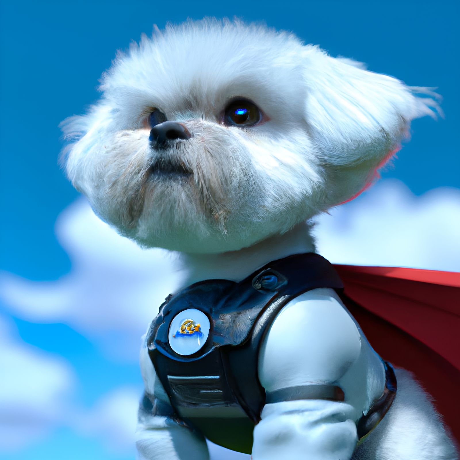 Adorable Maltese Dog Superhero in Pixar Style