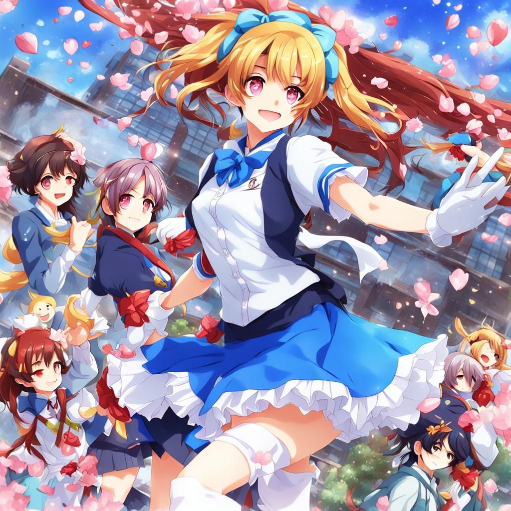 Happy Woman in Anime Key Visual Style