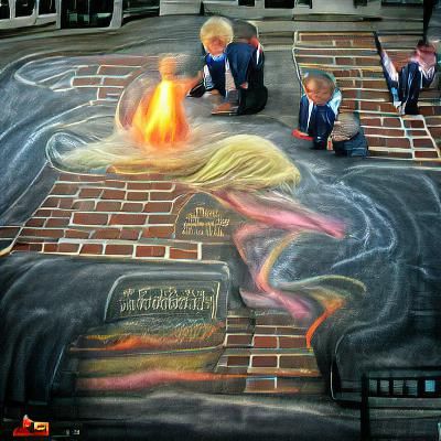 Hopscotch Chalk Art on City Sidewalk