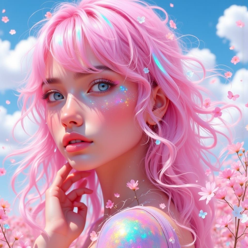 Surreal Don Macana Style Anime Goddess in Golden Hour