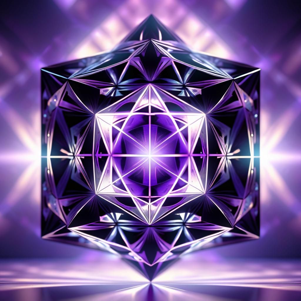 Gleaming Octahedron: Geometric Art in Metallic Purple