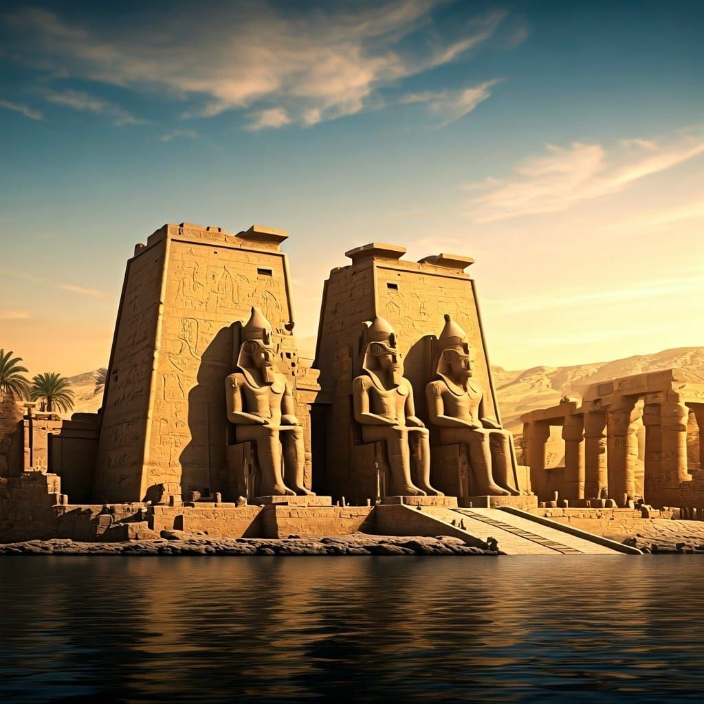 Egyptian Temple of Luxor in Vibrant Golden Light