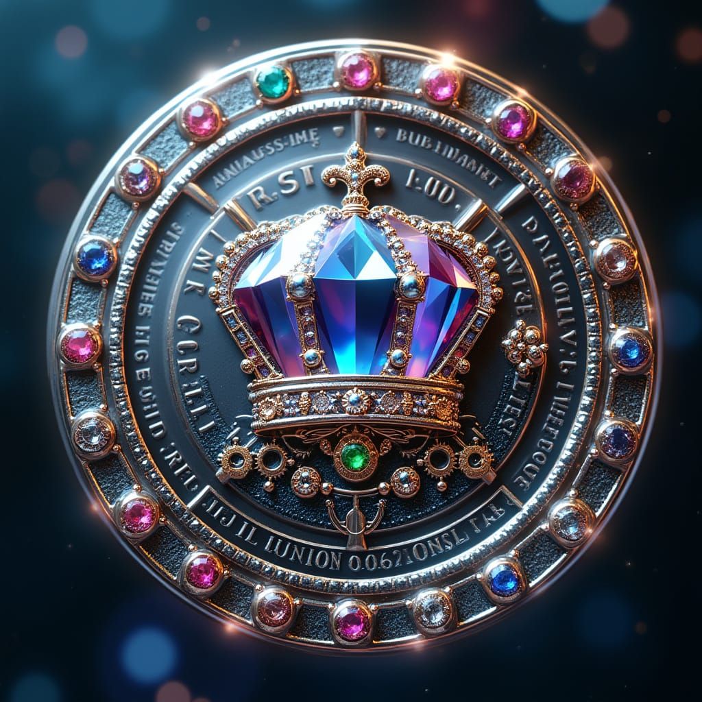 Luxury DiamondVaultCoin with Gemstones and Blockchain Code