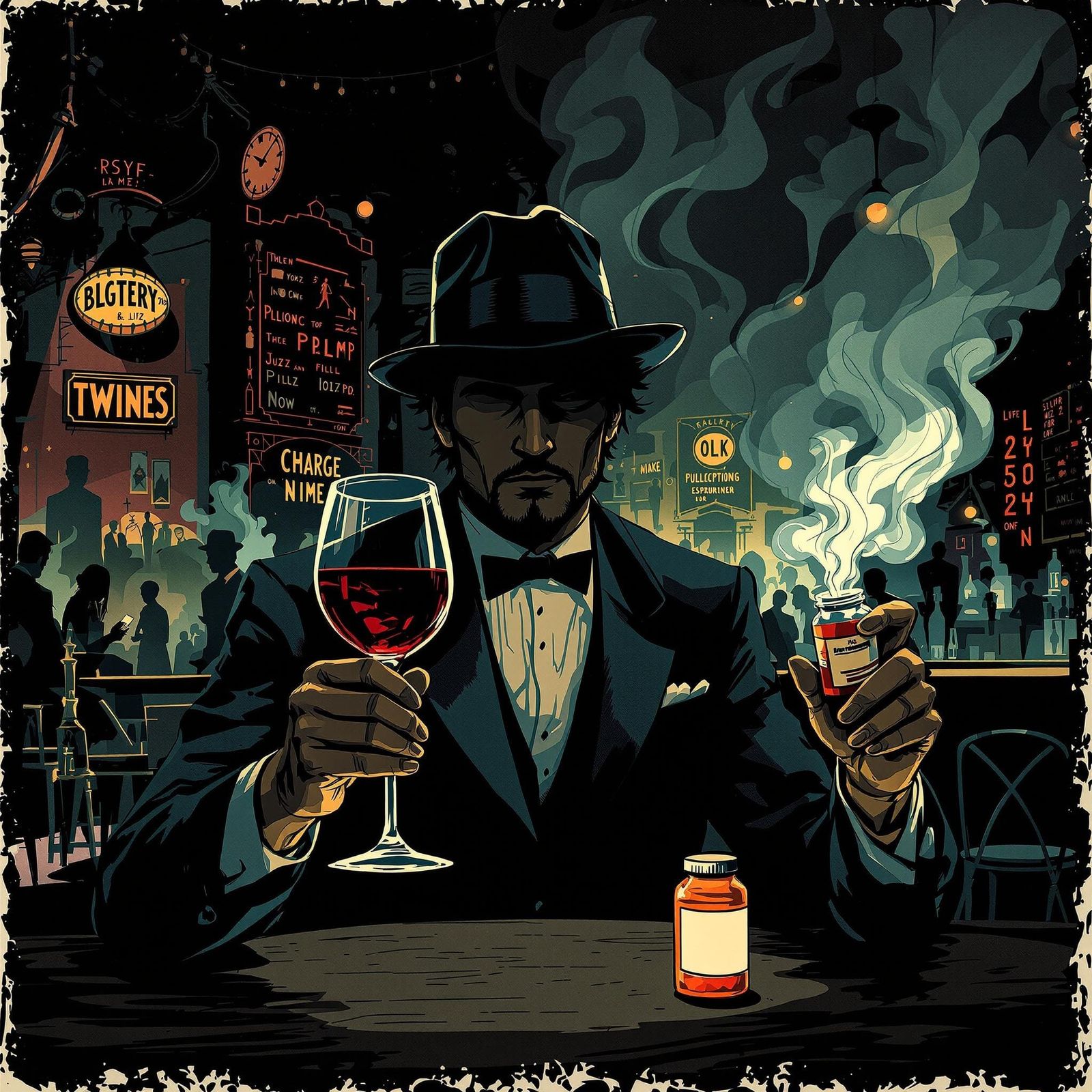 Vintage-Style Illustration of a Wine Glass and Prescription ...