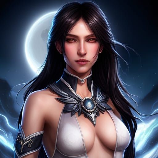 Lightning-Clothed Woman Portrait in Digital Art Style