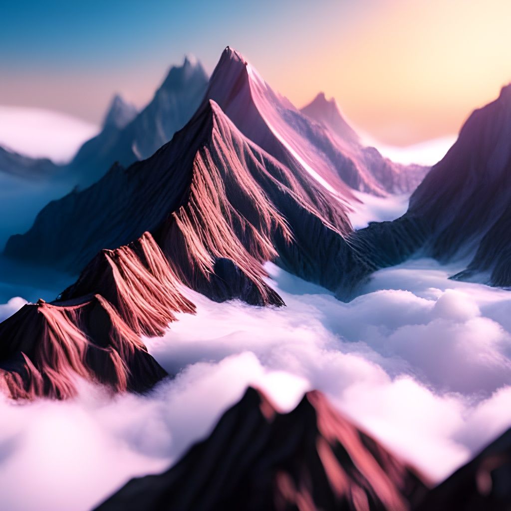 Alpine Mountains and Clouds in Tilt-Shift