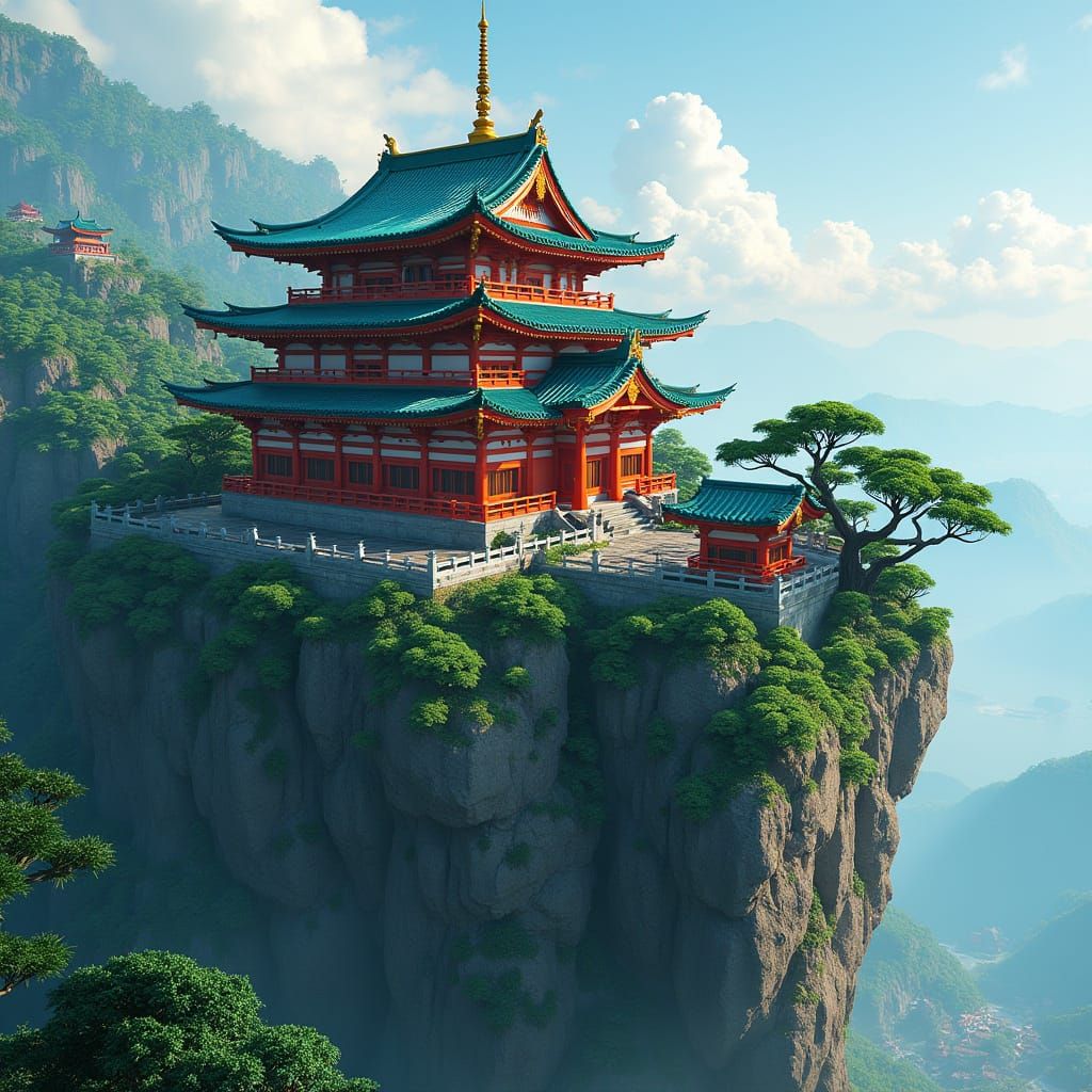 Ninjago-Inspired Japanese Temple on a Cliff
