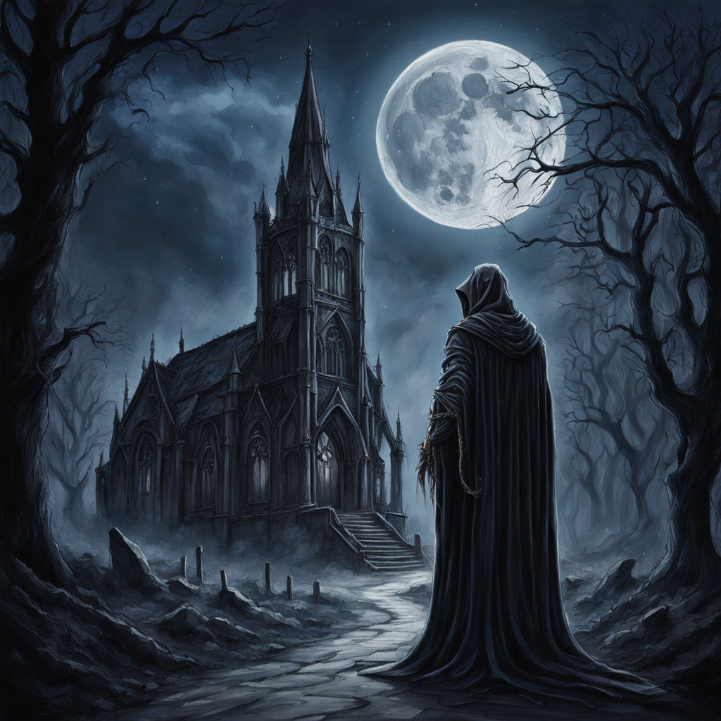 Ethereal Grim Reaper under Starry Twilight