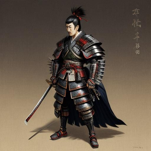 Samurai in Melancholy, Ukiyo-e Style Portrait