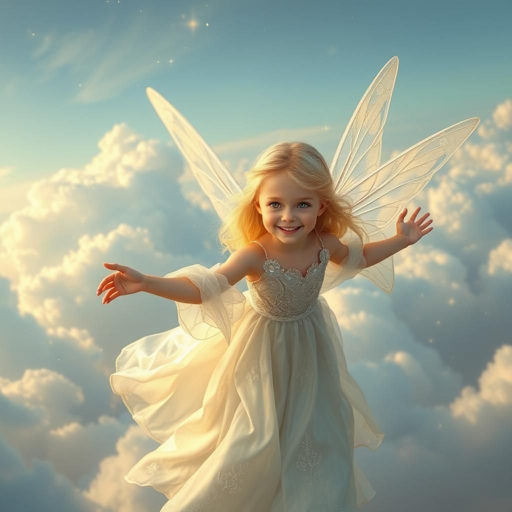 Celestial Fairy in Dreamy Cloudscape, Romantic Style