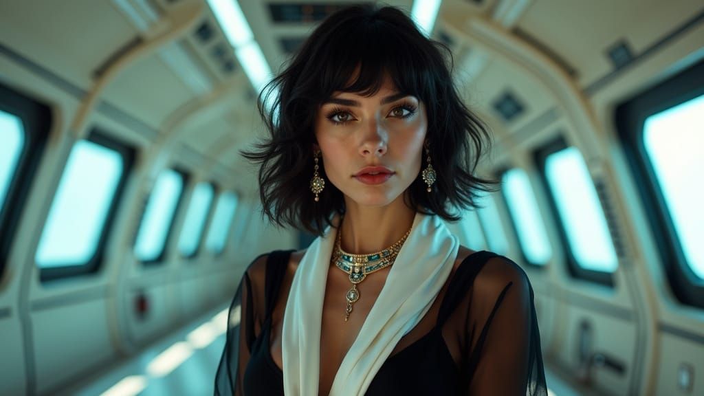 Sensual Egyptian Goddess in Futuristic Elegance