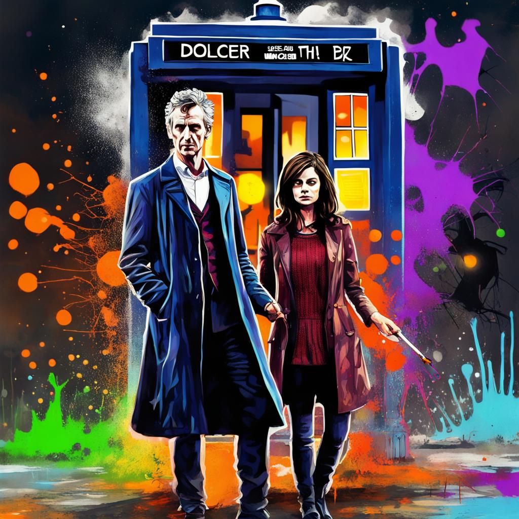 Doctor Who and Clara Oswald Halloween Graffiti Art