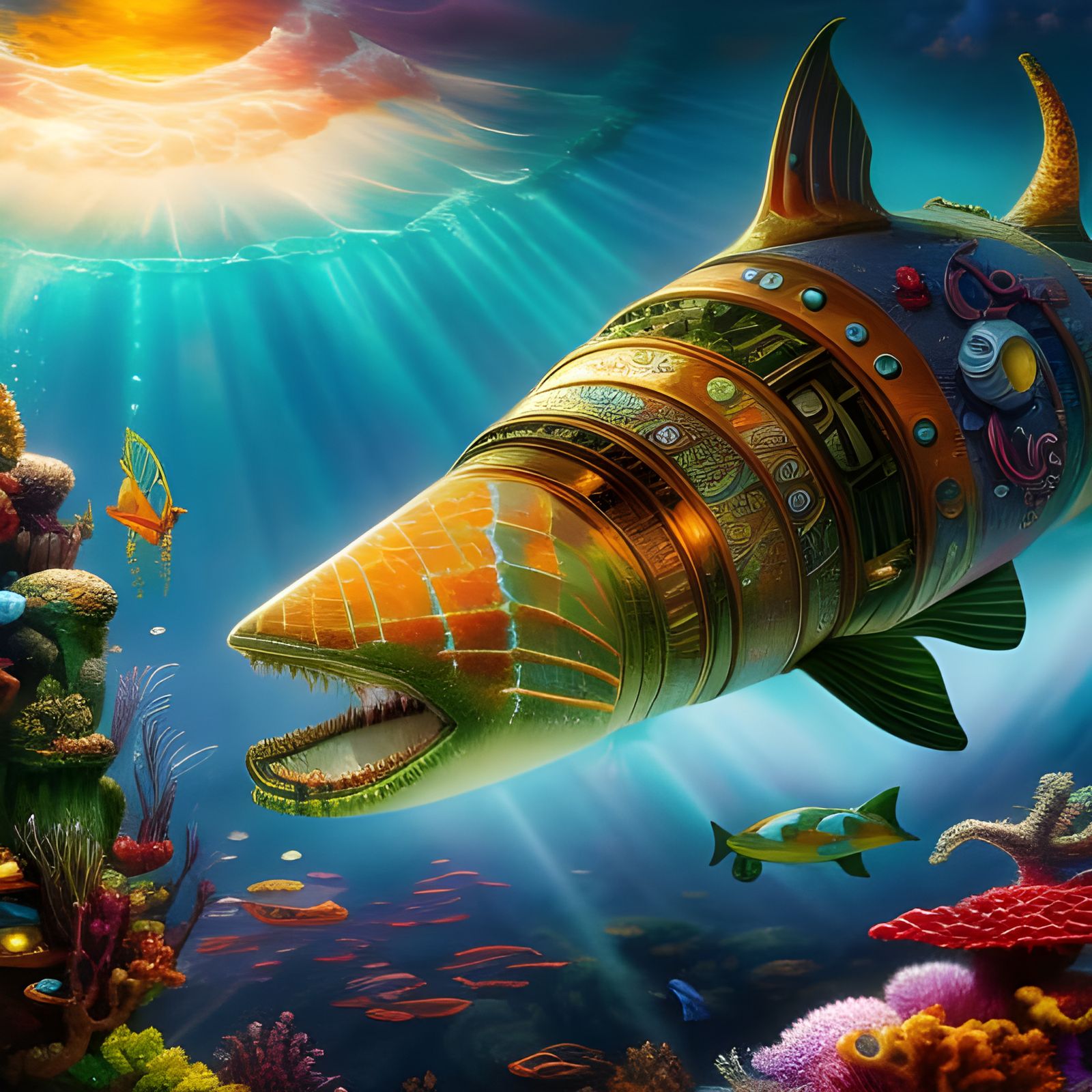 Enchanted Ocean Submarine: Detailed Concept Art