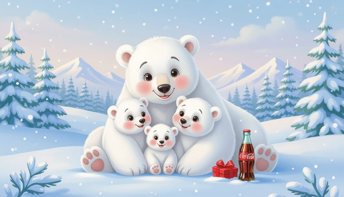 Heartwarming Polar Bear Family in Precious Moments Style