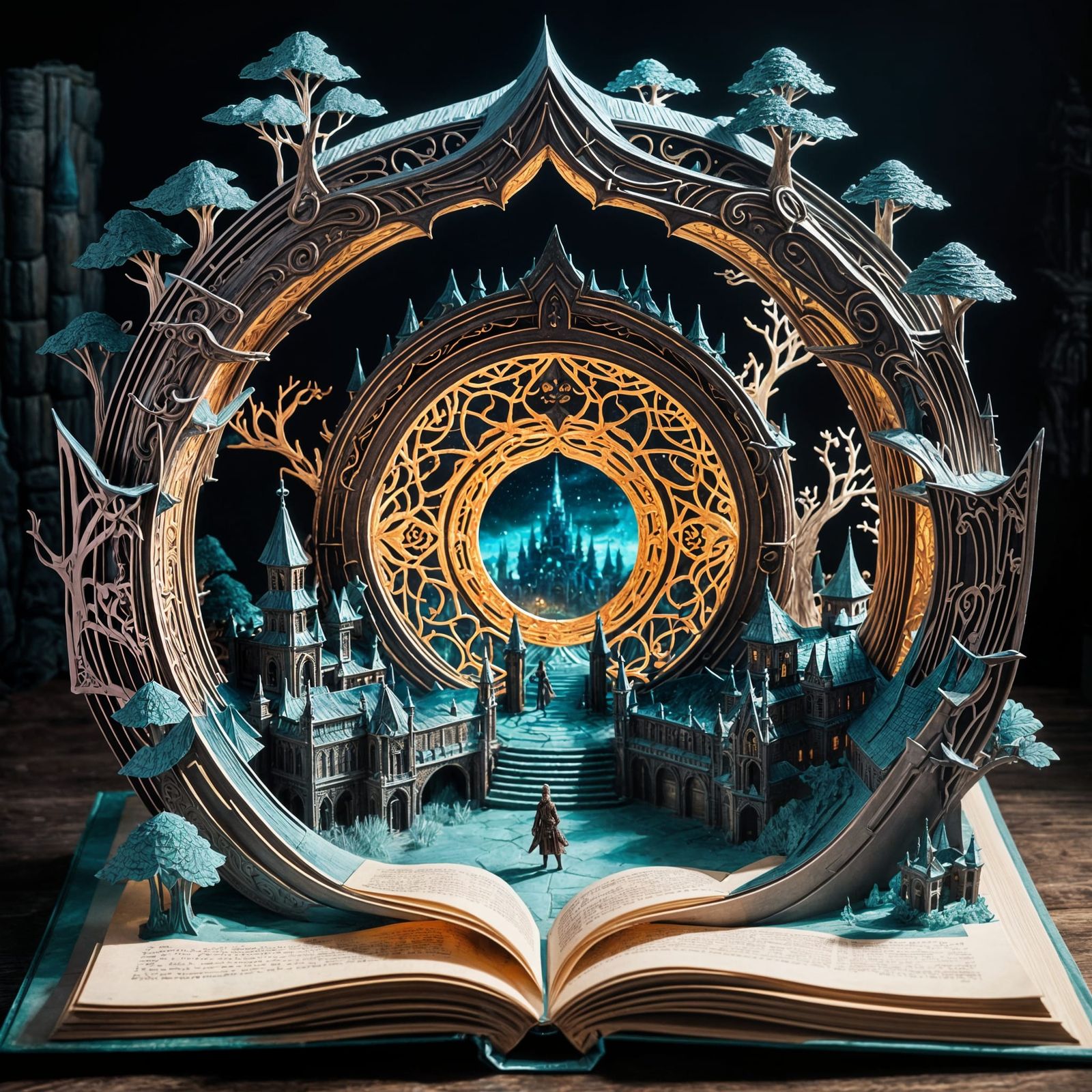 Fantasy Portal in Pop-Up Book: Kirigami Papercraft