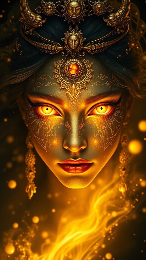 A Celestial Goddess in Golden Majesty