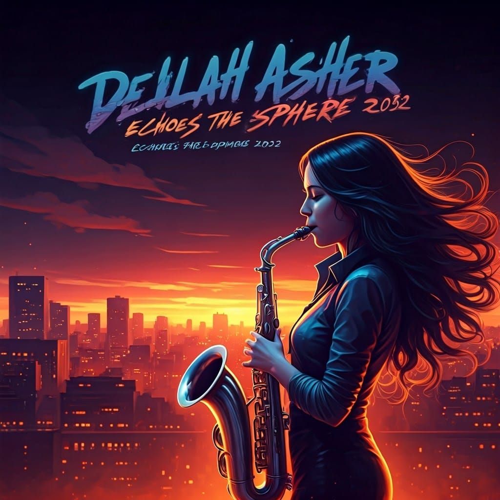 Saxophone Player Album Cover Art in Art Nouveau Style