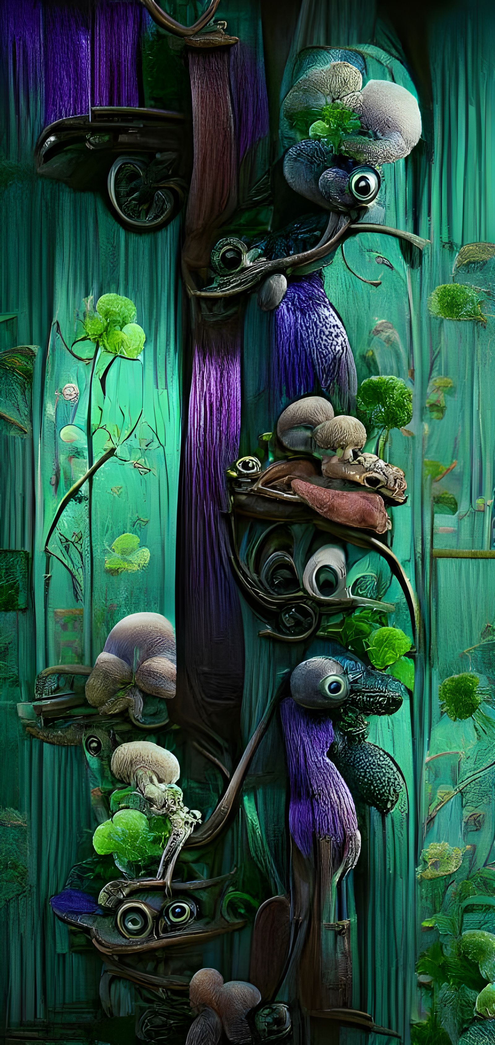 Eldritch Nature Scene in Art Nouveau Style