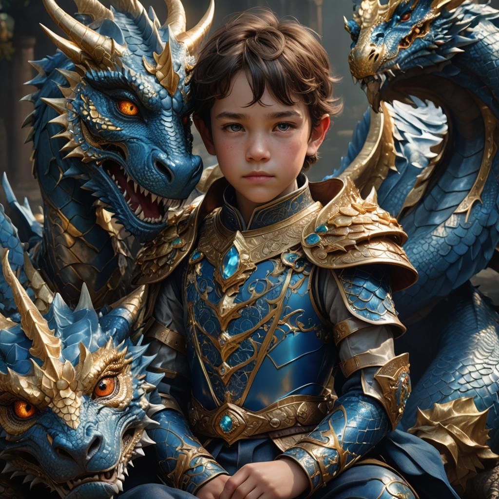 Child and Dragon: Hyperrealistic Fantasy Portrait