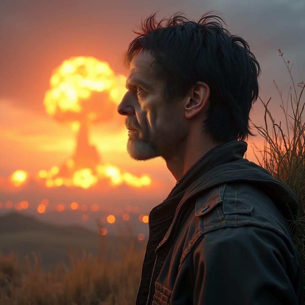 Man Watches Atomic Blast: Hyperdetailed Concept Art