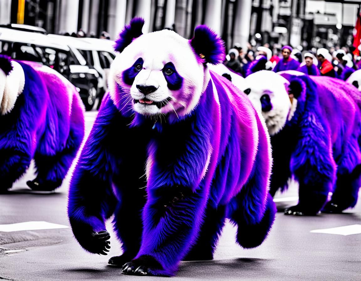 Purple Panda on Parade: AI Generated Image