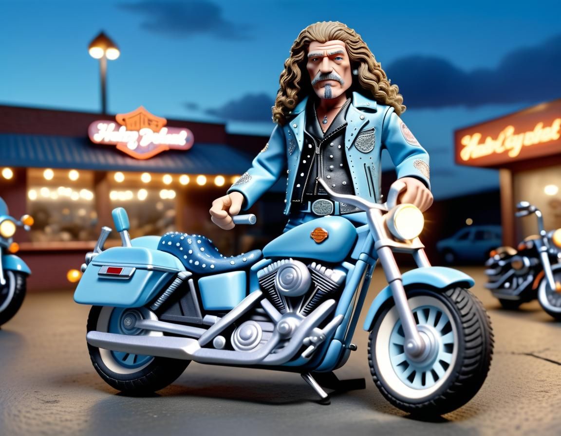 Claymation masterpiece of Robert plant wearing all PASTEL BL...