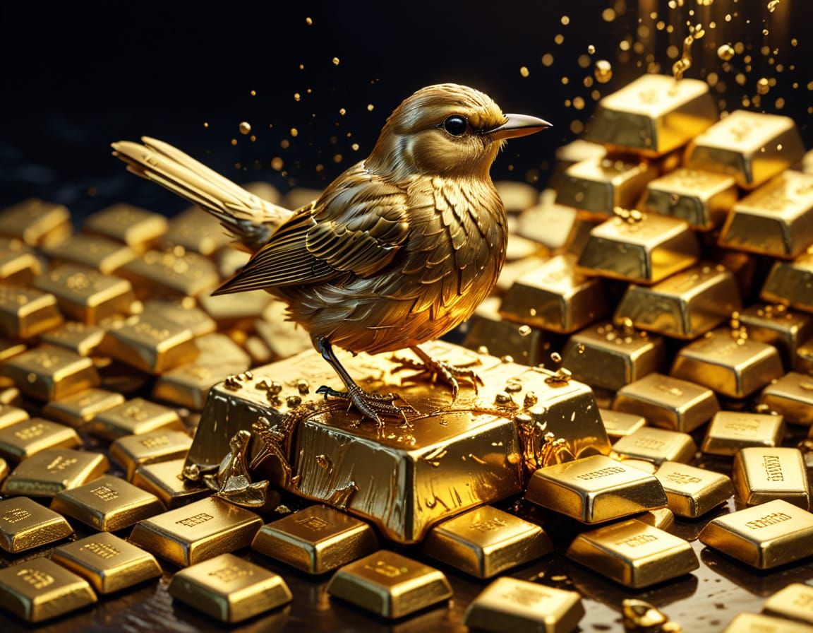 Magical Gold Bird on Gold Ingots