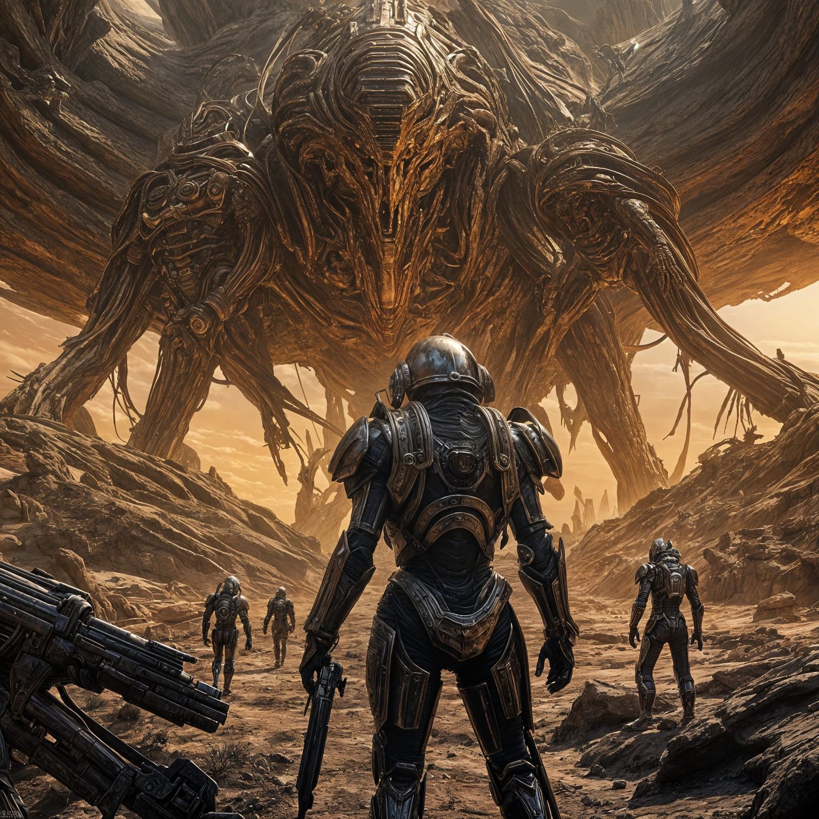 Paladin in Alien Biopunk Hellscape