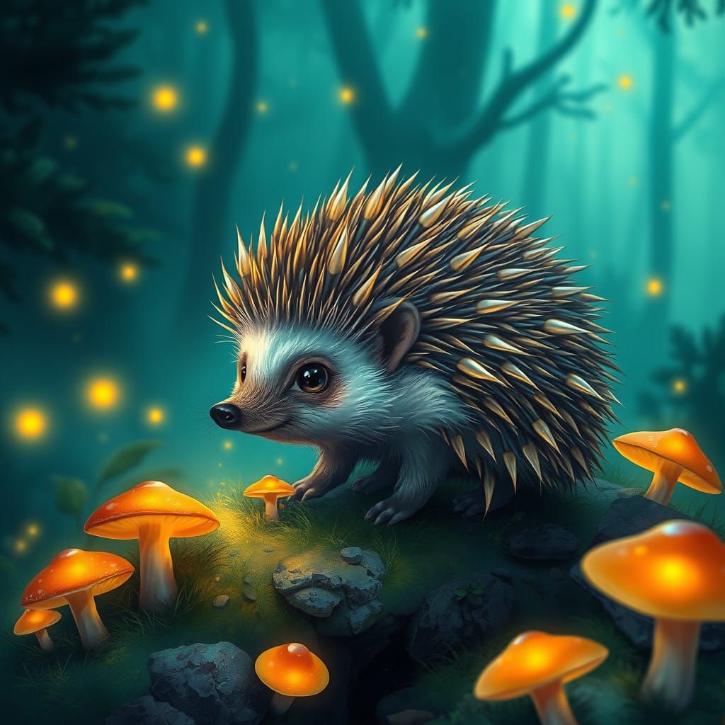 Whimsical Forest Dweller in Iridescent Quills