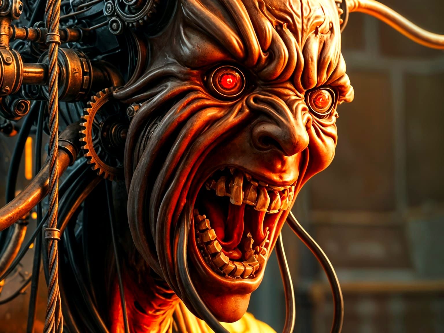 Steampunk Horror Masterpiece: Disturbing Human-Machine Hybri...