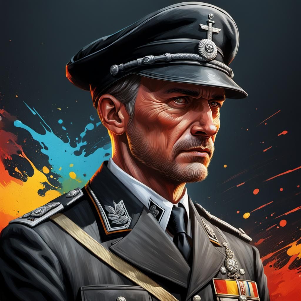 Hyperrealistic Portrait of German SS Officer