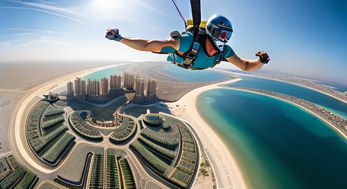skydiving the Palm Jumeirah, breathtaking aerial view