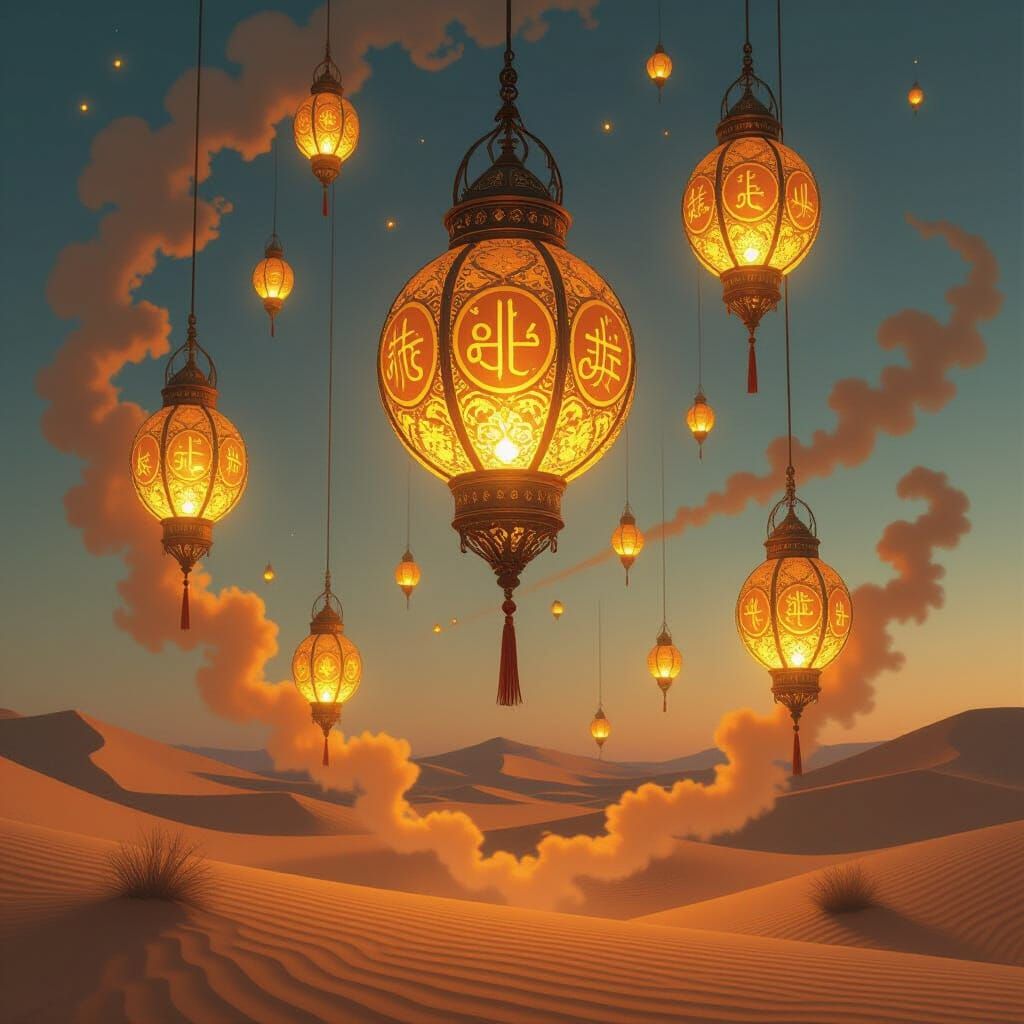 Mystic Lanterns Dance Above Desert Tornadoes