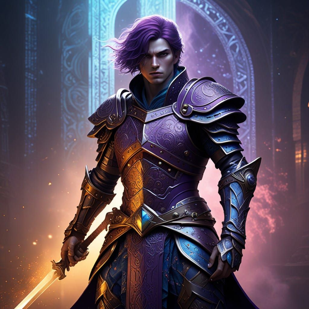 Heroic Fantasy Warrior in Intricately Designed Leather Armor