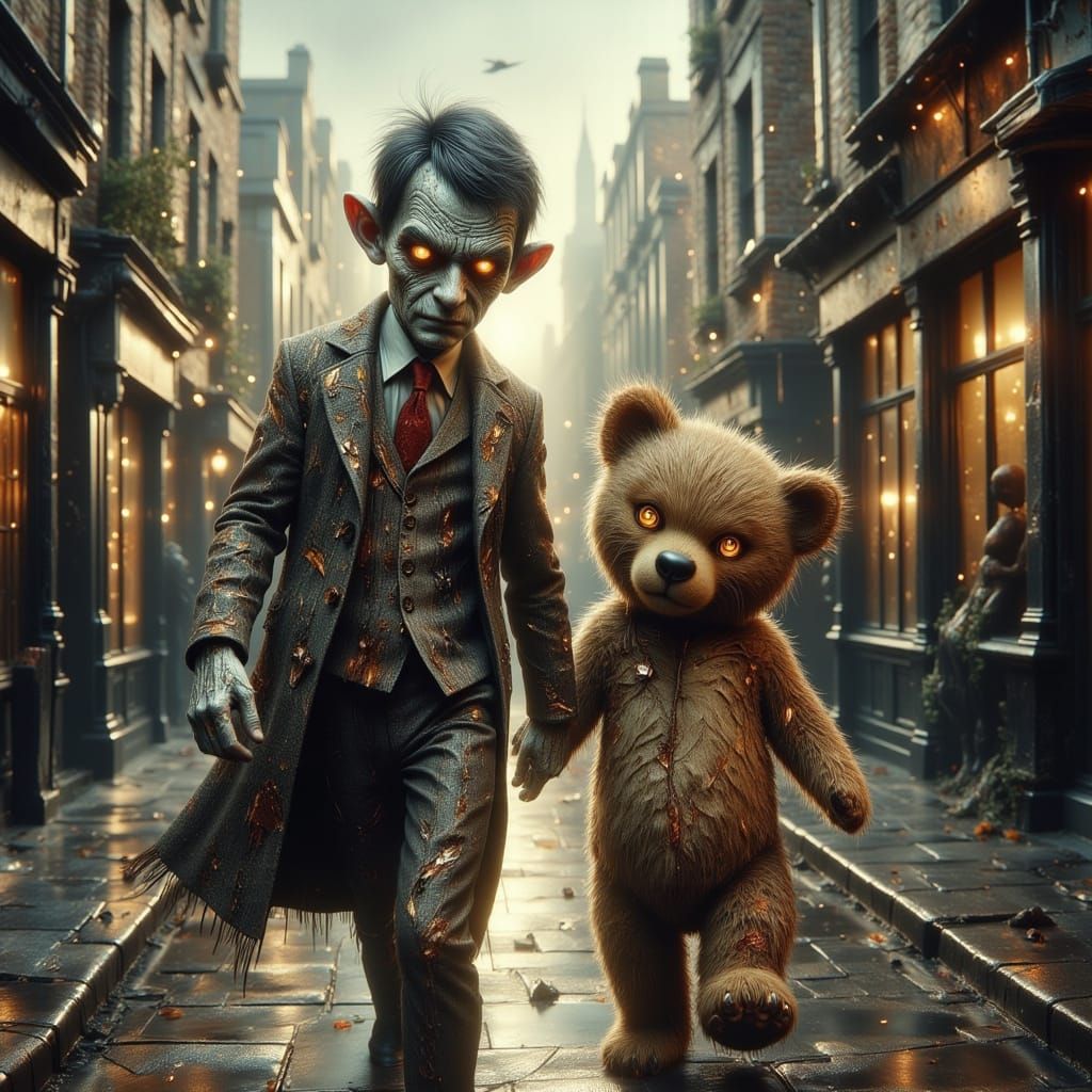 Zombie Mr. Bean in London, Pop Surrealism Style