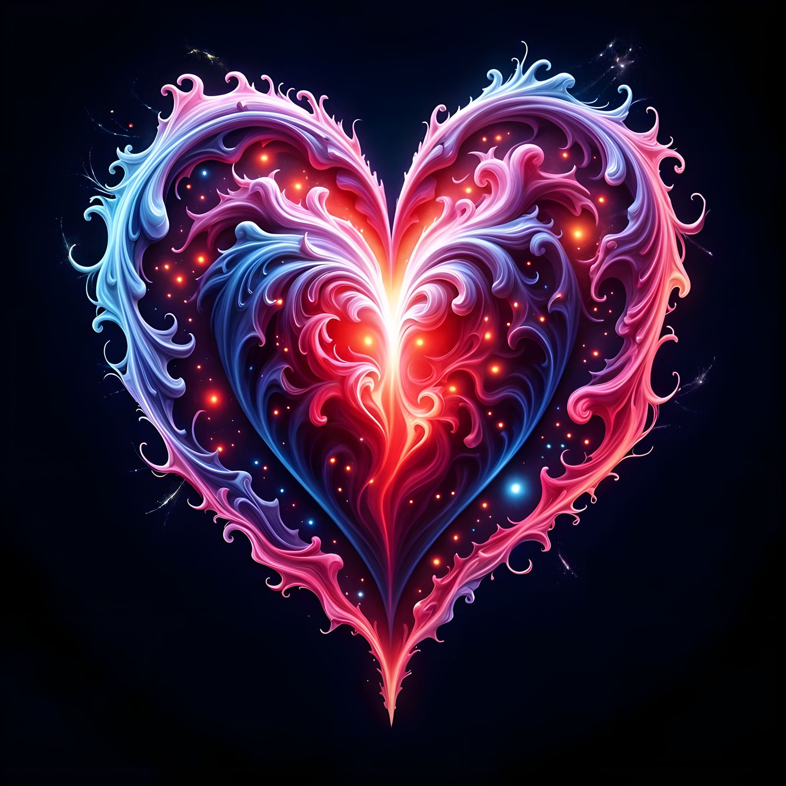 Vibrant Cosmic Heart in Pop Art Style