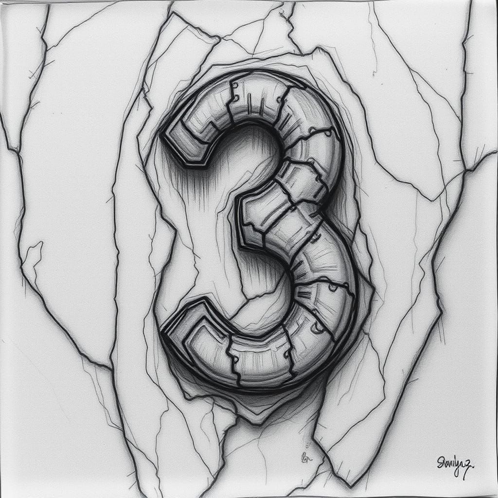 Detailed Charcoal Rendering of Digit Three