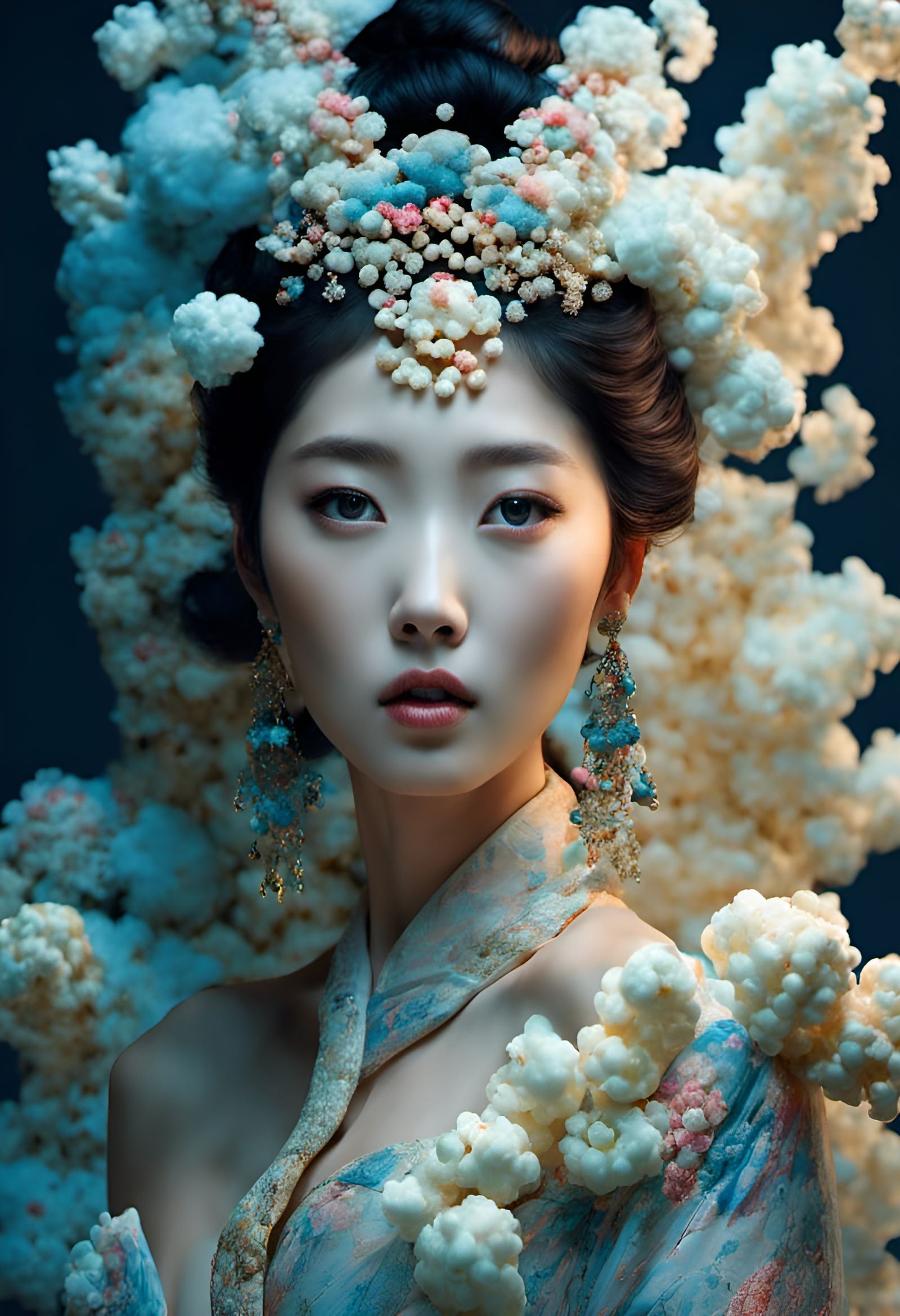 Korean Popcorn Goddess in Hyperdetailed Digital Art
