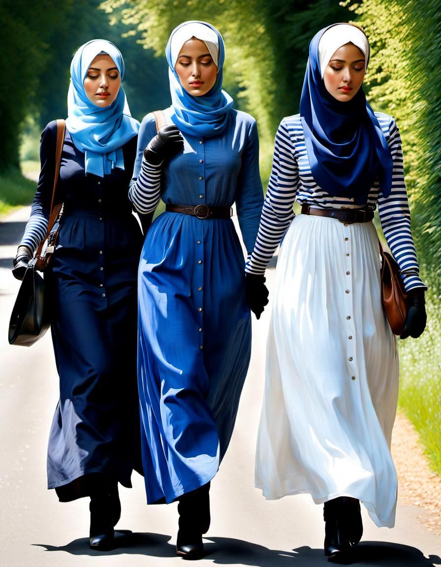 German Hijabi Girls Strolling Through Frankfurt
