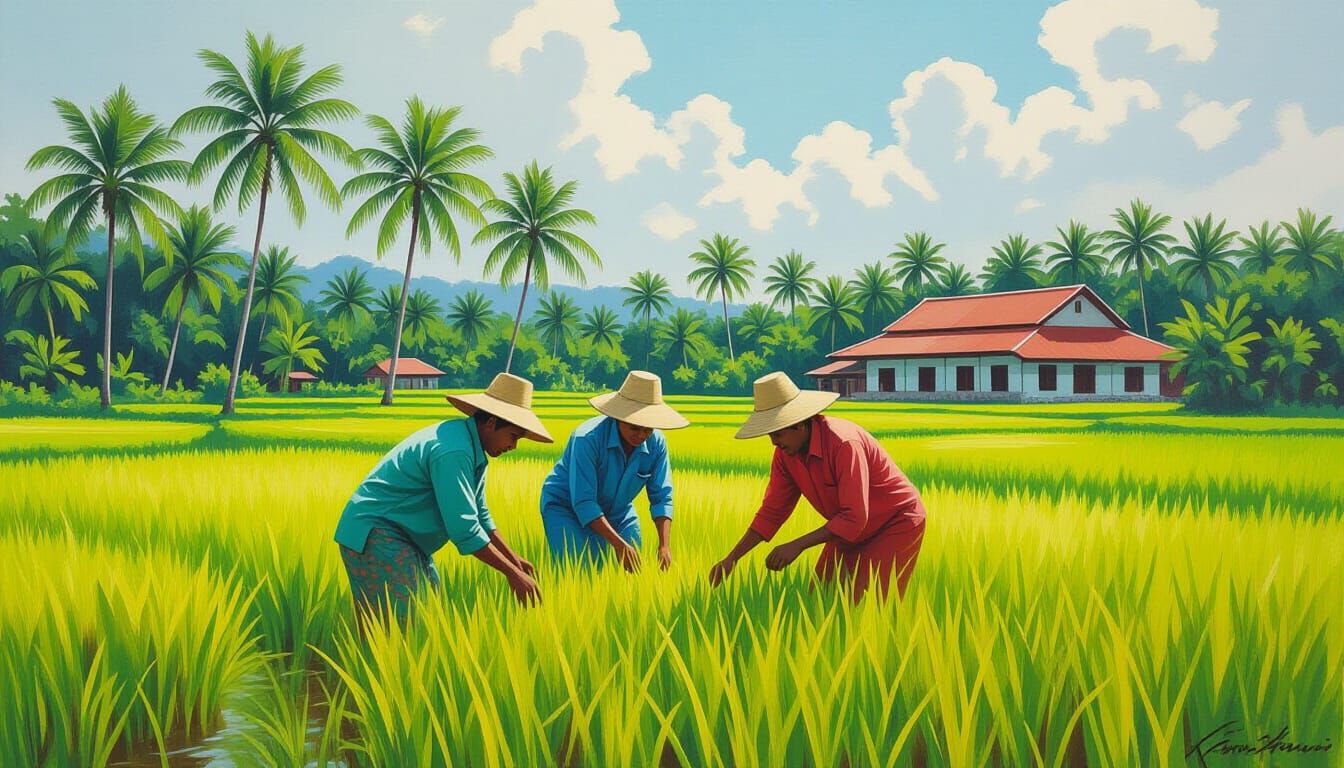 Malaysian Farmers Cooperative in Lush Paddy Field
