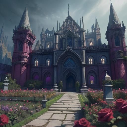 Magical Rose Garden: Detailed Matte Painting